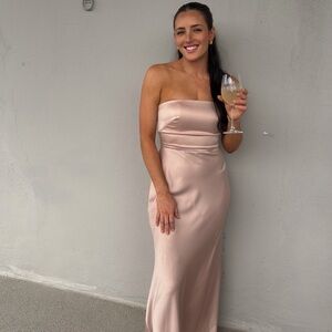 Jenny Yoo Prosecco Luxe Satin Strapless Bridesmaid Dress Size 4 come with straps